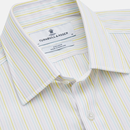 Yellow Multi Stripe Cotton Regular Fit Whitby Shirt