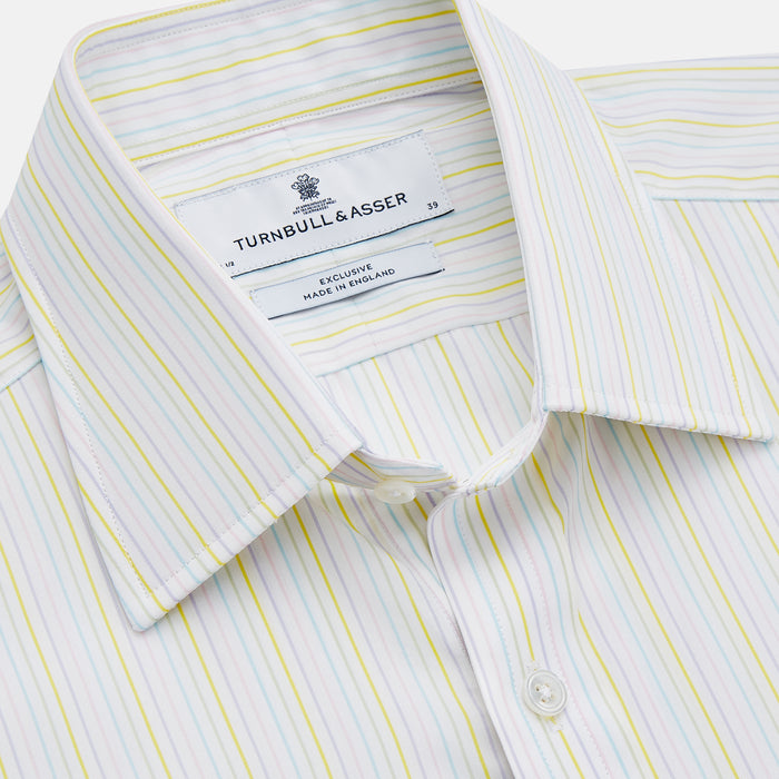 Yellow Multi Stripe Cotton Regular Fit Whitby Shirt Image 1