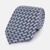 View 1 of product Navy and Pink Weave-Patterned Printed Silk Tie