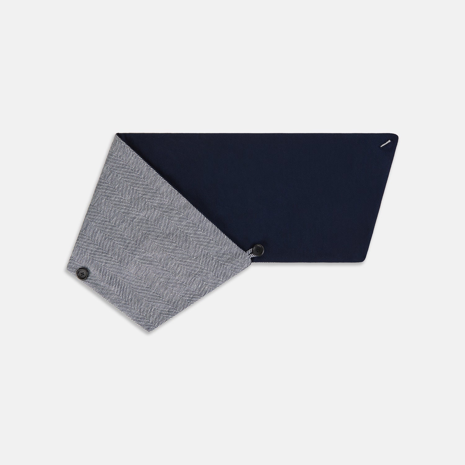 View 3 of product Navy Herringbone Silk and Linen Neck Warmer