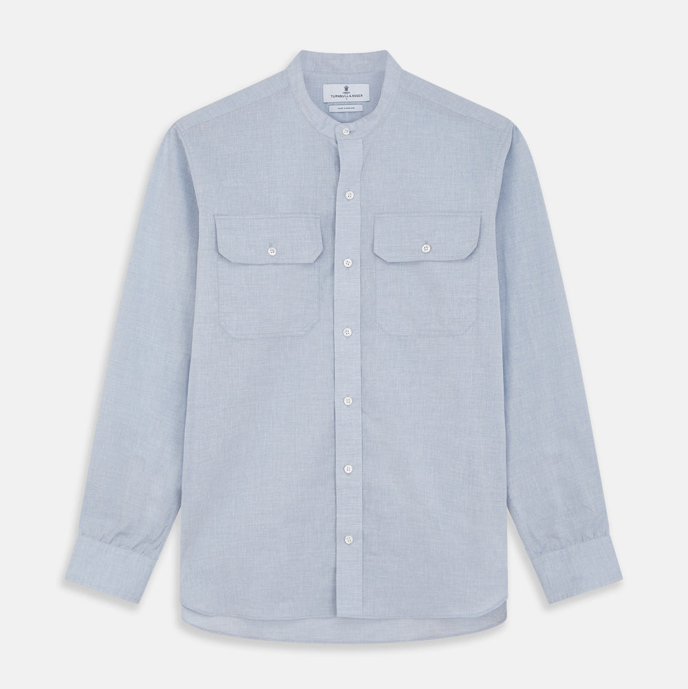 Pale Blue Linen Blend Weekend Fit Unwin Shirt