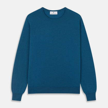 Ocean Blue Merino Kingston Crew Neck Jumper Image 1