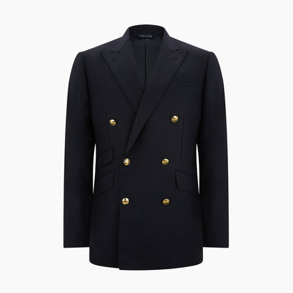 Short Navy Double Breasted Classic Blazer Image 4