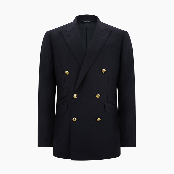 Short Navy Double Breasted Classic Blazer Image 4