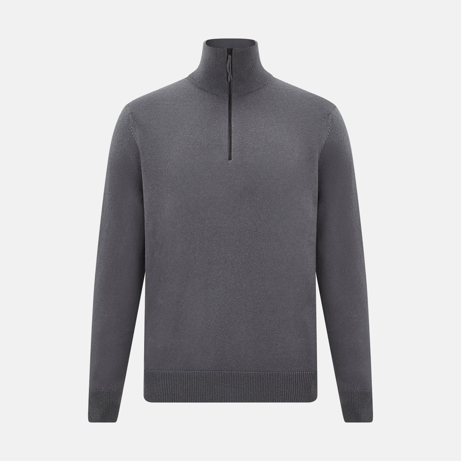 Grey Half-Zip Cashmere Jumper