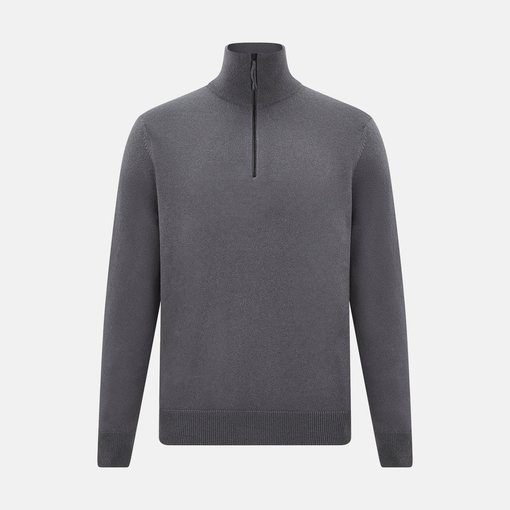 Grey Half-Zip Cashmere Jumper