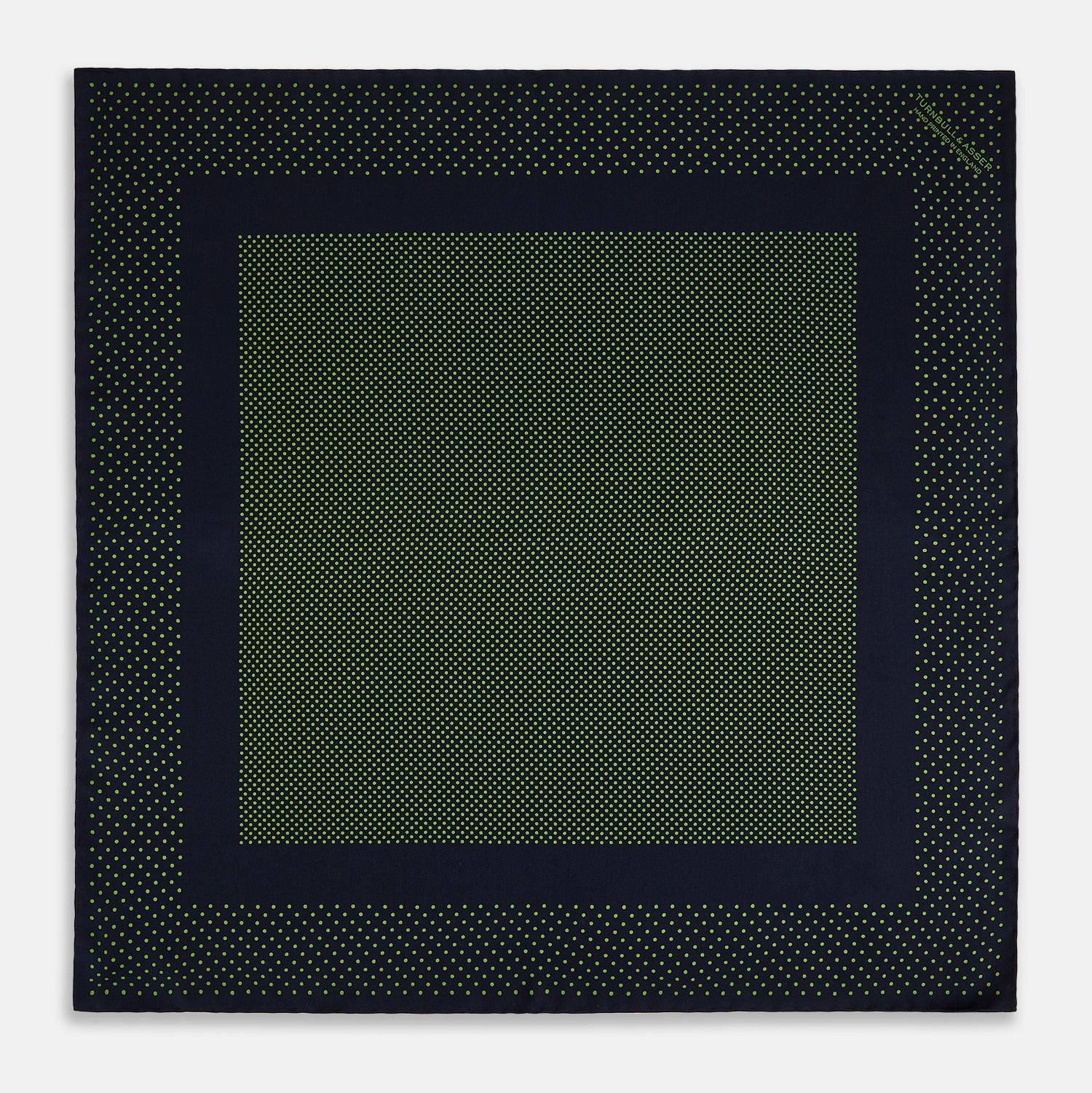 View 4 of product Navy and Kelly Green Dot Silk Pocket Square