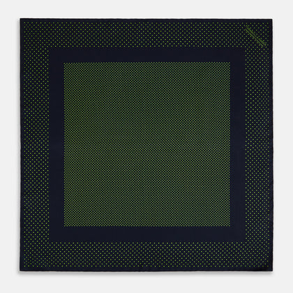 Navy and Kelly Green Dot Silk Pocket Square Image 3