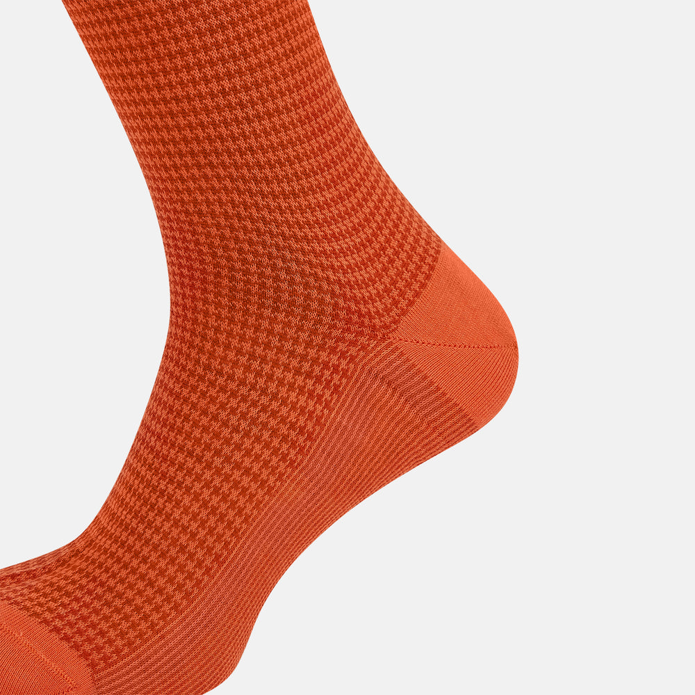 Orange Houndstooth Long Socks
