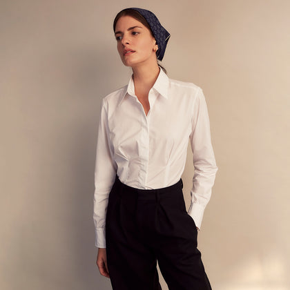 White Cotton Tailored Bianca Shirt Image 3