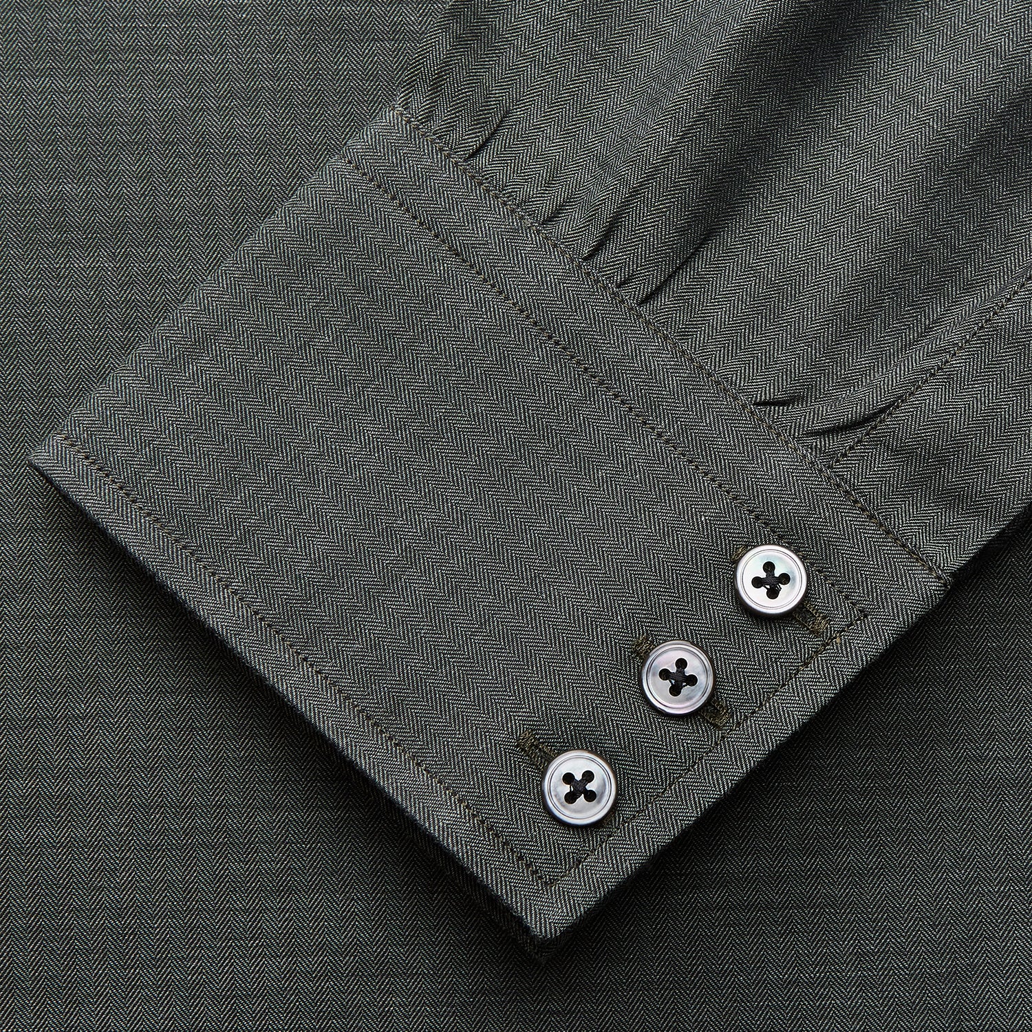 View 3 of product Dark Green Cotton Melange Regular Fit Mayfair Shirt