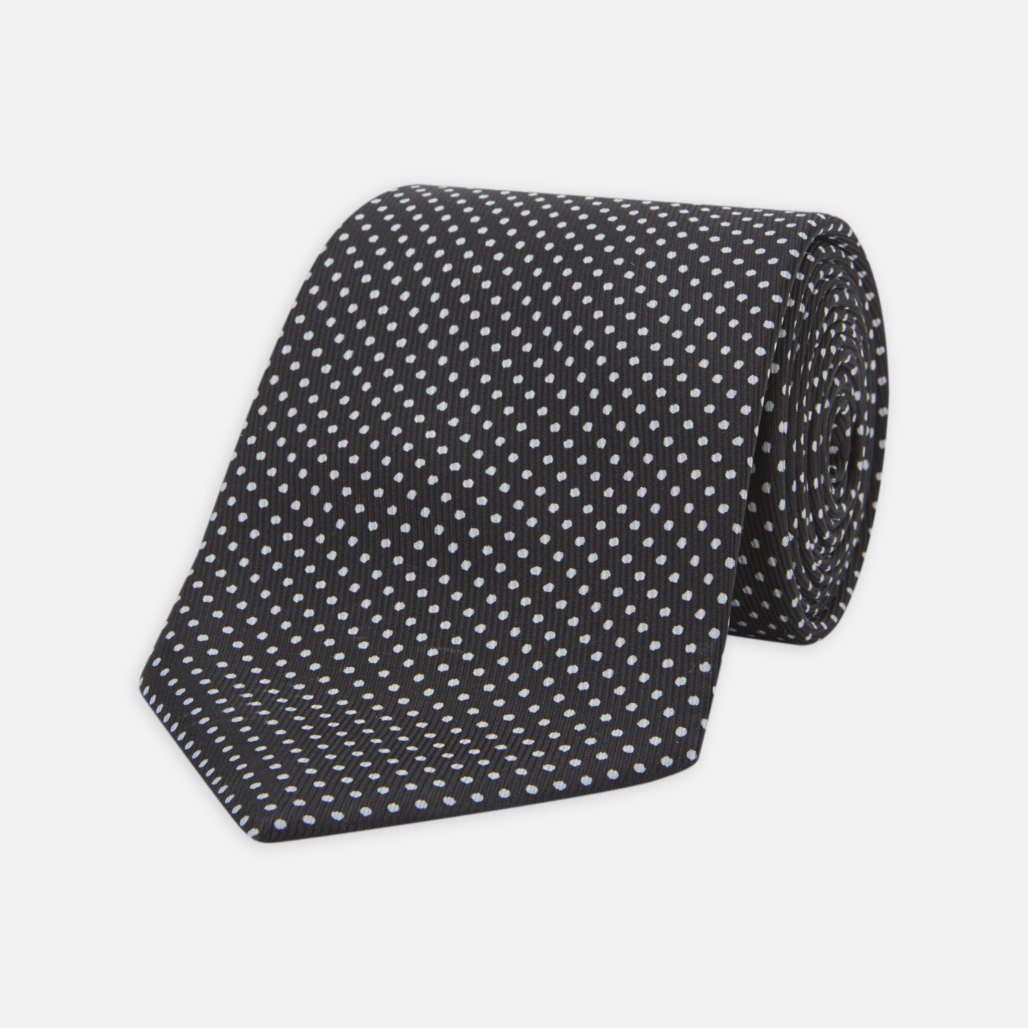 View 1 of product Black and White Spot Printed Silk Tie