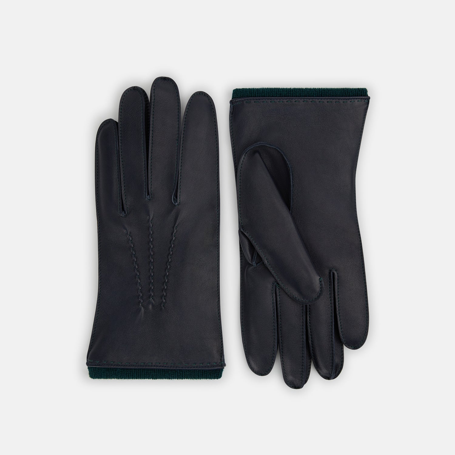 View 1 of product Navy/Forest Green Cashmere-Lined Hairsheep Leather Gloves