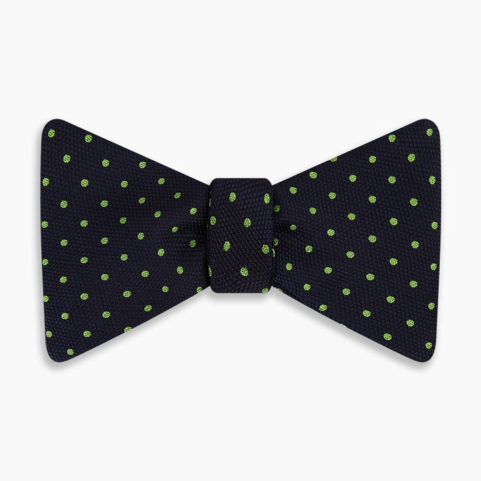 Lime Green and Navy Micro Dot Silk Bow Tie Image 3