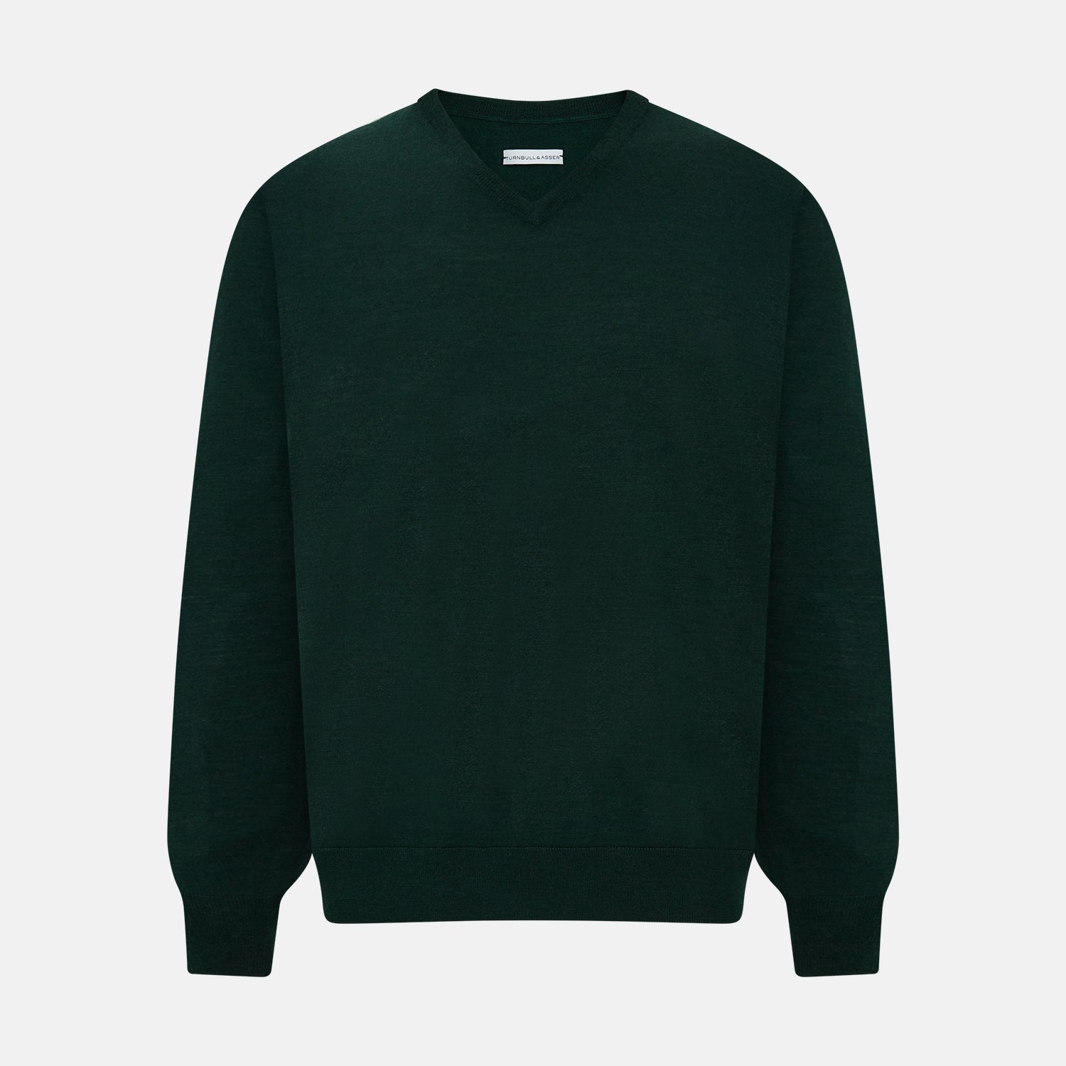 View 1 of product Forest Green Fine Merino V-Neck Jumper