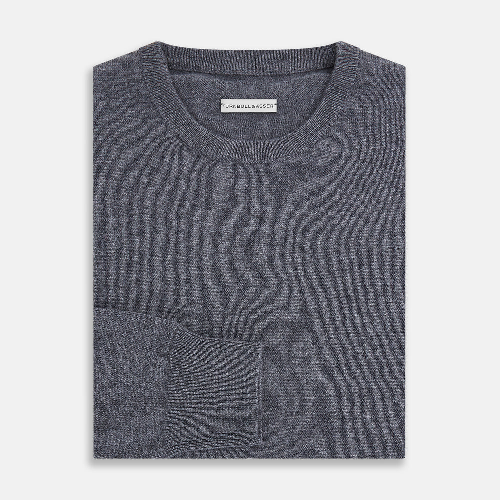 Melange Grey Crew Neck Cashmere Jumper