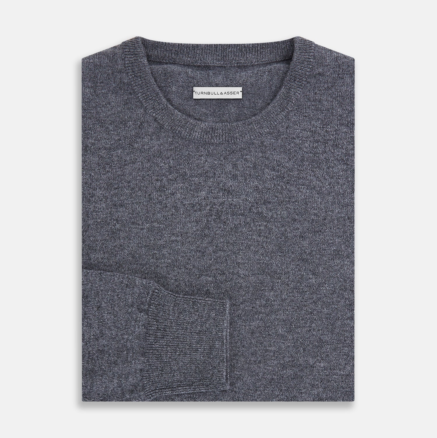 View 4 of product Melange Grey Crew Neck Cashmere Jumper