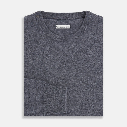 Melange Grey Crew Neck Cashmere Jumper Image 3