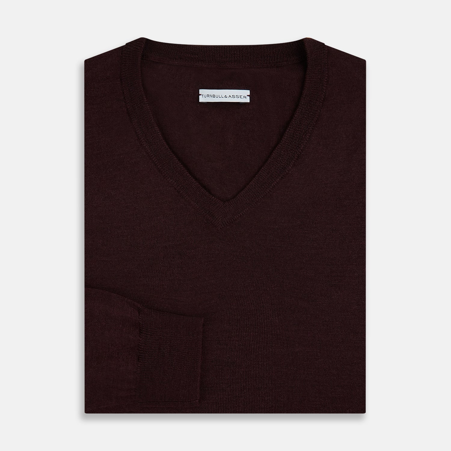View 4 of product Burgundy Fine Merino V-Neck Jumper