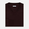 Burgundy Fine Merino V-Neck Jumper