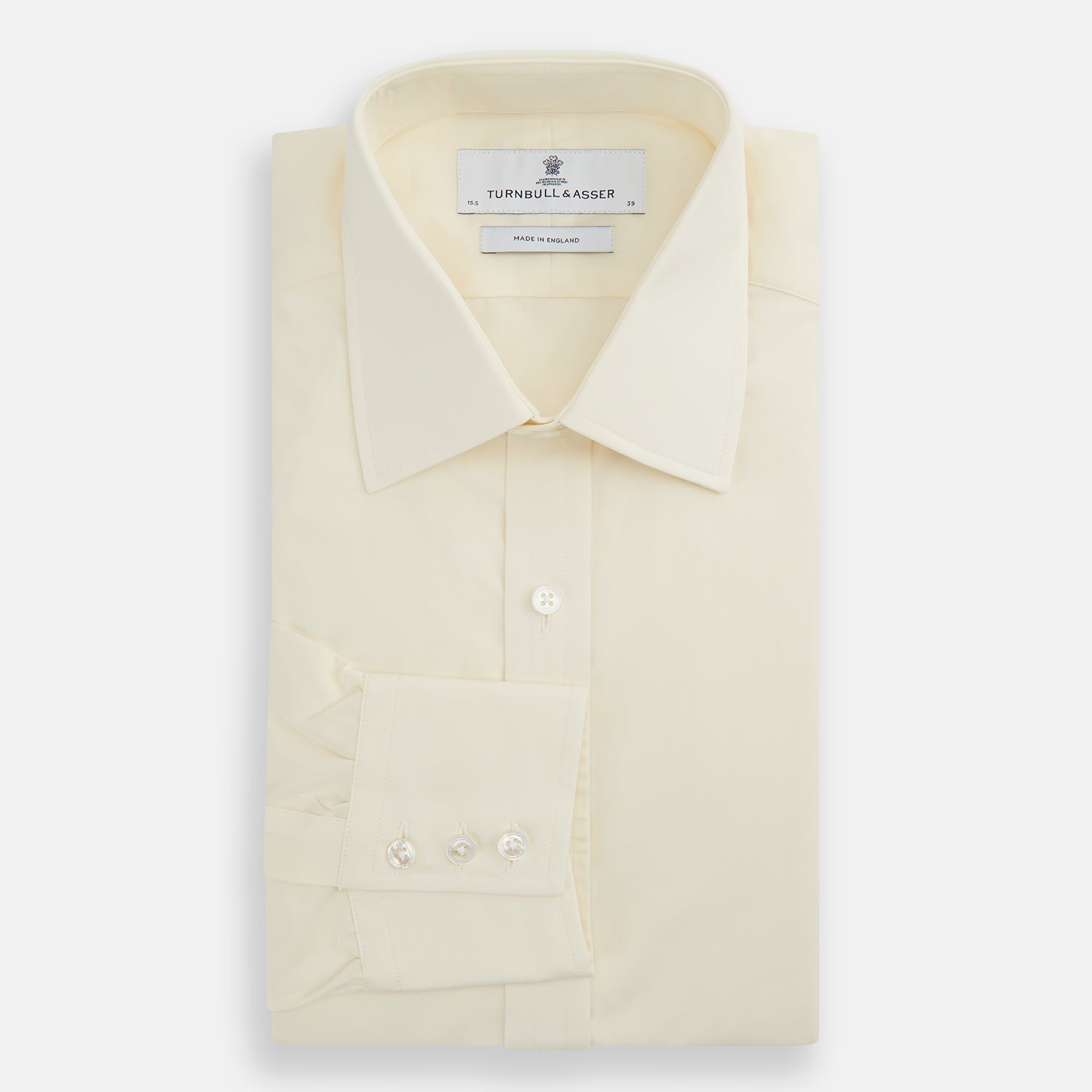 View 4 of product Cream Cotton Shirt with T&A Collar and 3-Button Cuffs