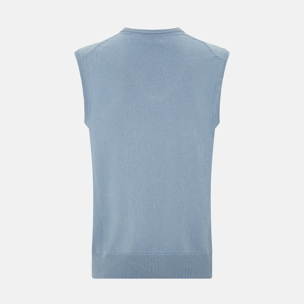 Frost Blue Cashmere V-neck Vest