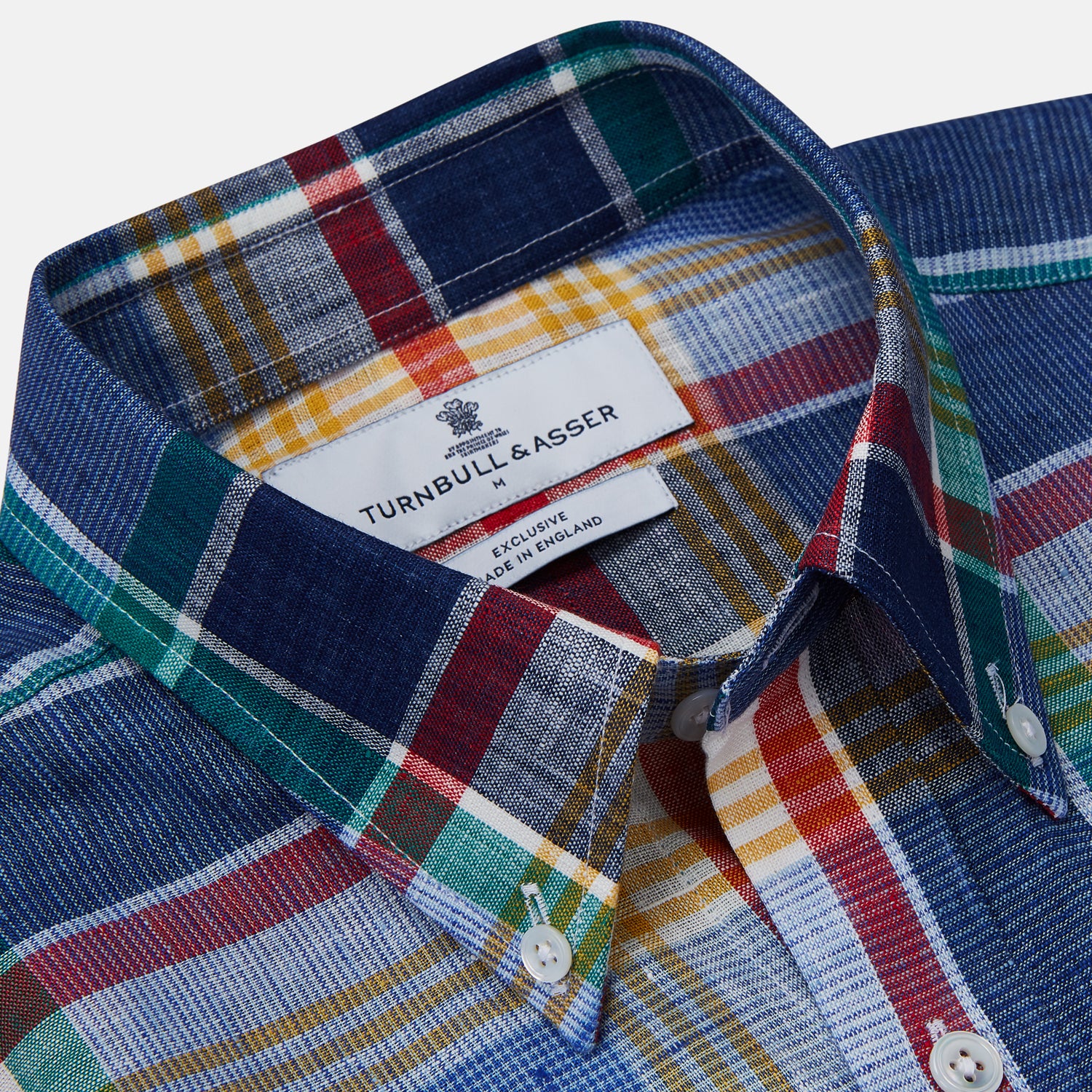 View 3 of product Blue Multi Check Linen Weekend Fit Suffolk Shirt