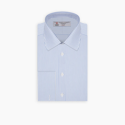 Light Blue Bengal Stripe Shirt with T&A Collar and Double Cuffs Image 6