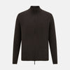 View 1 of product Brown Merino High Neck Zipped Cardigan