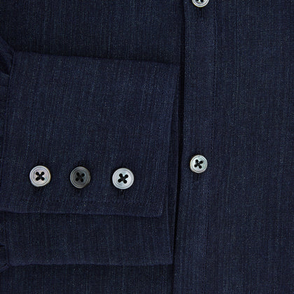 Navy Linen Westminster Shirt Image 3