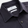 View 5 of product Navy Weekend Fit Cotton & Wool Shirt with Derby Collar and 1 Button Cuffs