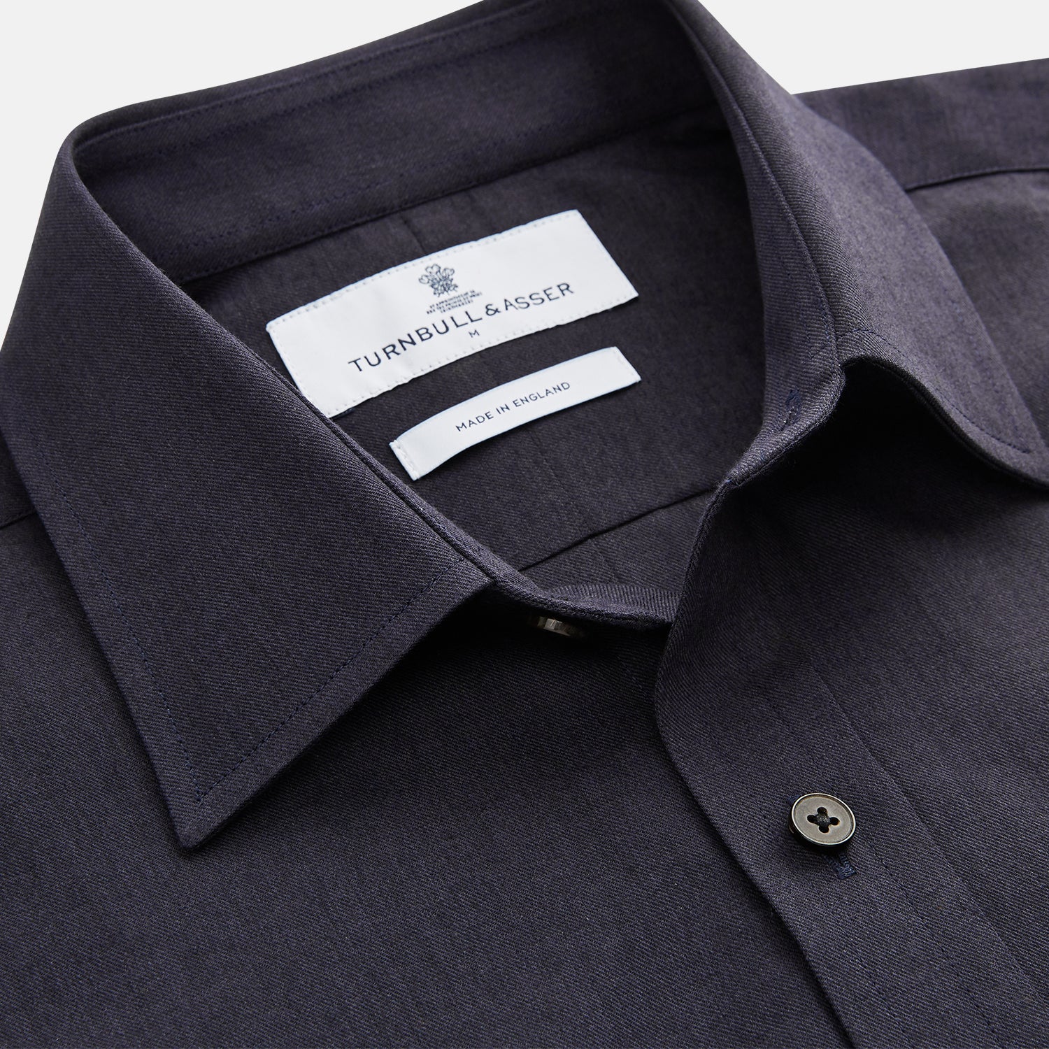View 5 of product Navy Weekend Fit Cotton & Wool Shirt with Derby Collar and 1 Button Cuffs