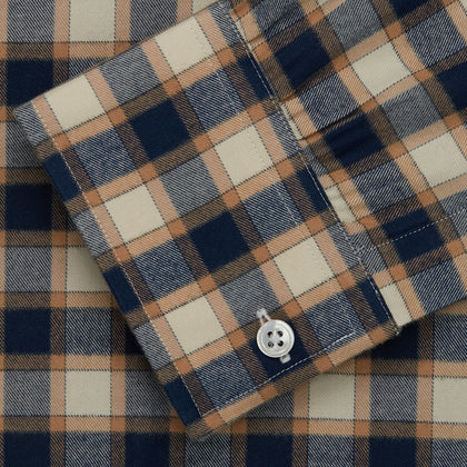 Blue Multi Check Weekend Fit Shirt with Derby Collar and 1-Button Cuffs Image 4