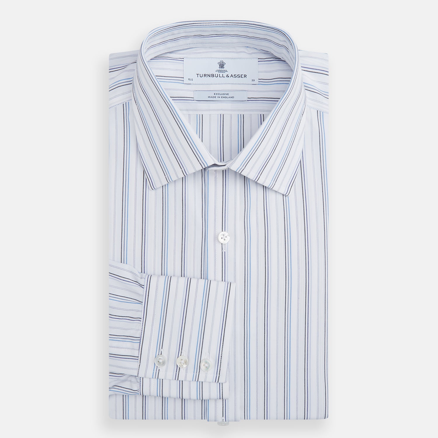 View 4 of product Blue Fine Multi Pinstripe Mayfair Shirt