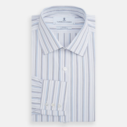 Blue Fine Multi Pinstripe Mayfair Shirt Image 3