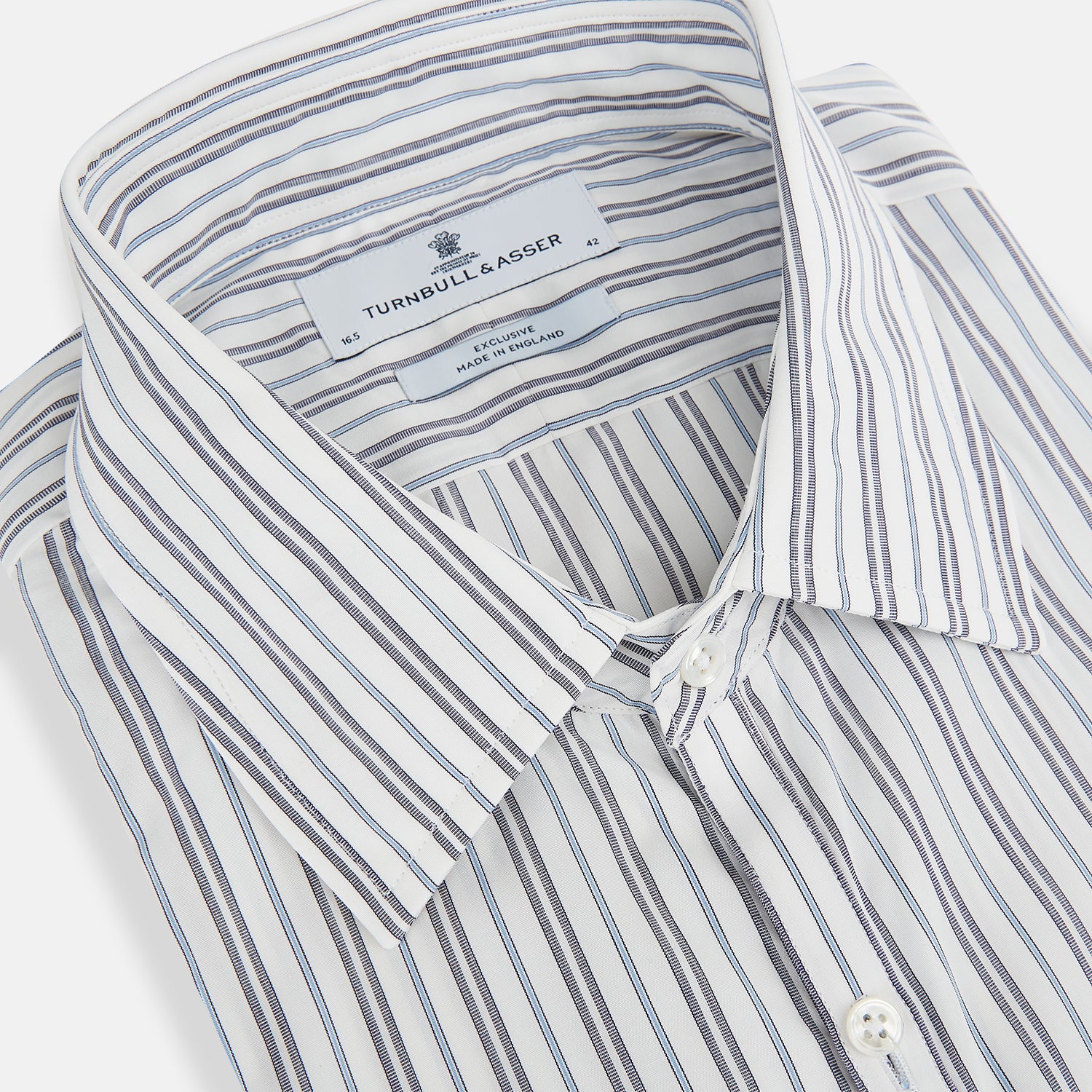 View 2 of product NAVY AND LIGHT BLUE MULTI TRACK STRIPE WESTMINSTER SHIRT