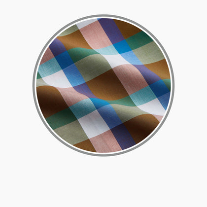 Green and Pink Multi-check Cotton Blend Fabric Image 2