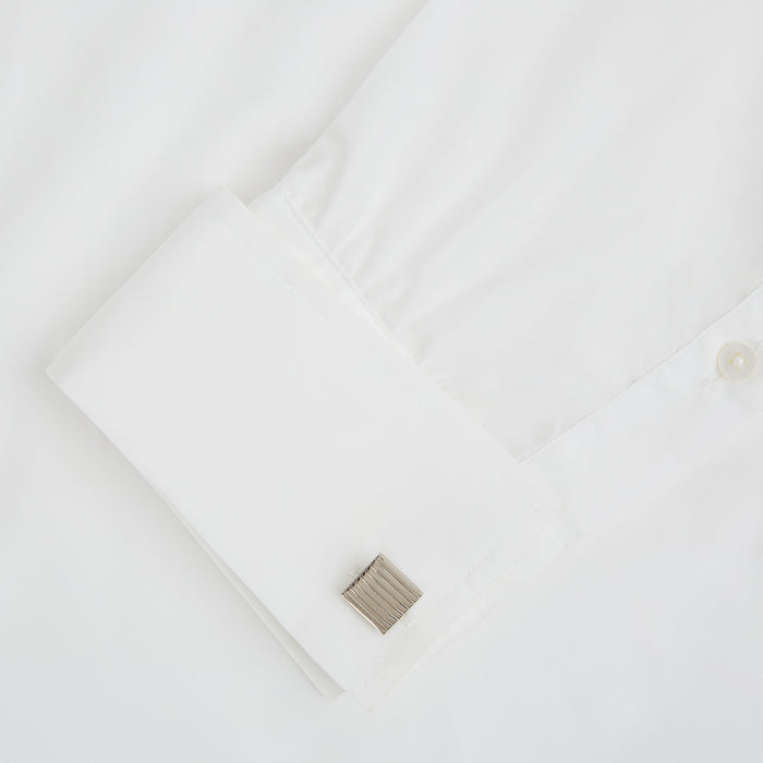 Silver Striped Square Cufflinks Image 2