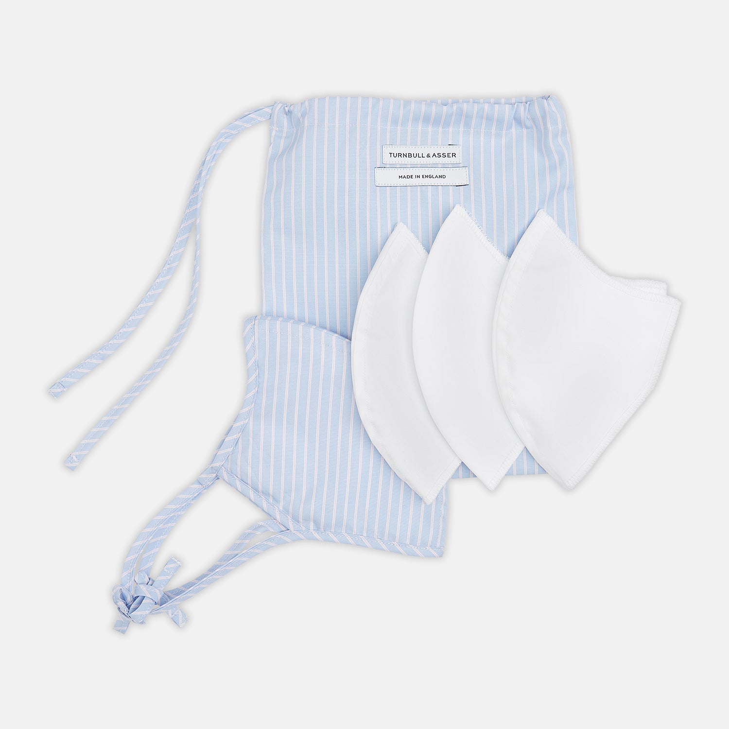 View 6 of product Exclusive Light Blue, White & Pink Stripe Commuter Mask With 3 Viroformula™ Filters
