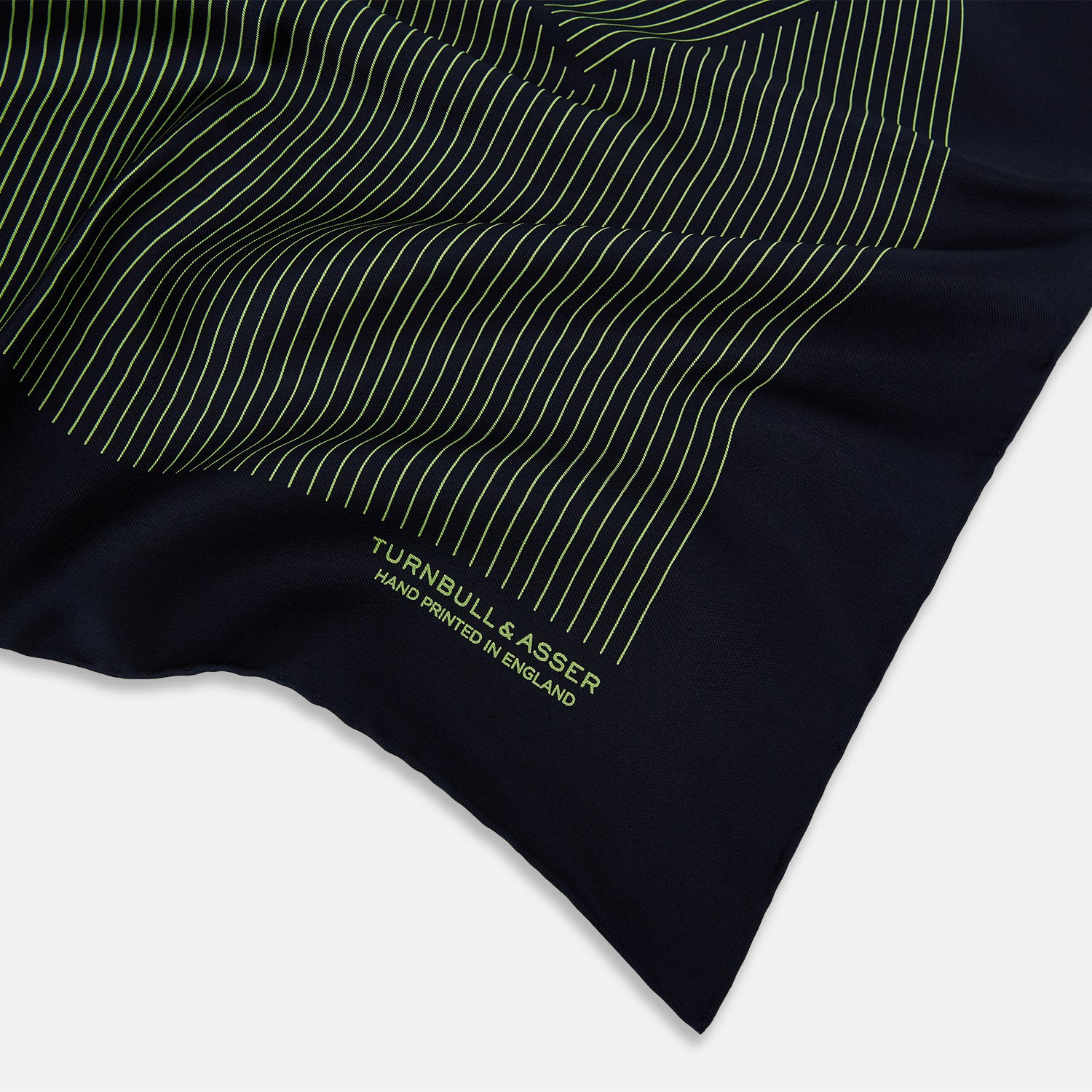 View 2 of product Navy and Melon Green Stripe Silk Pocket Square