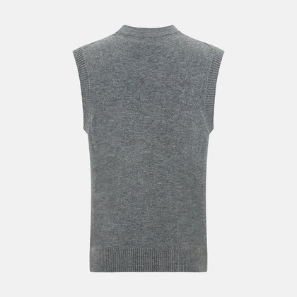 Ash Grey V-neck Sleeveless Cardigan Image 2