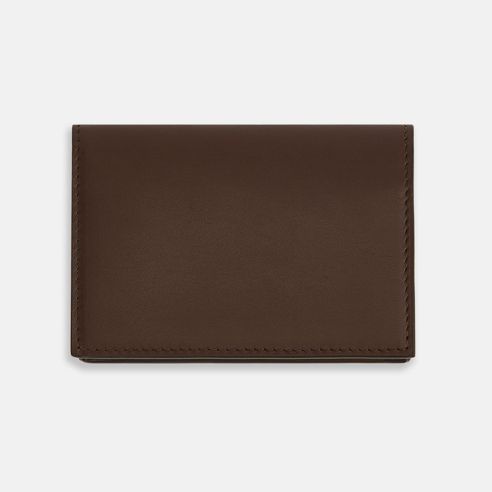 Dark Brown Leather Bi-Fold Card Holder