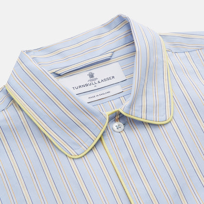 Blue and Yellow Stripe Poplin Cotton Nightshirt Image 1