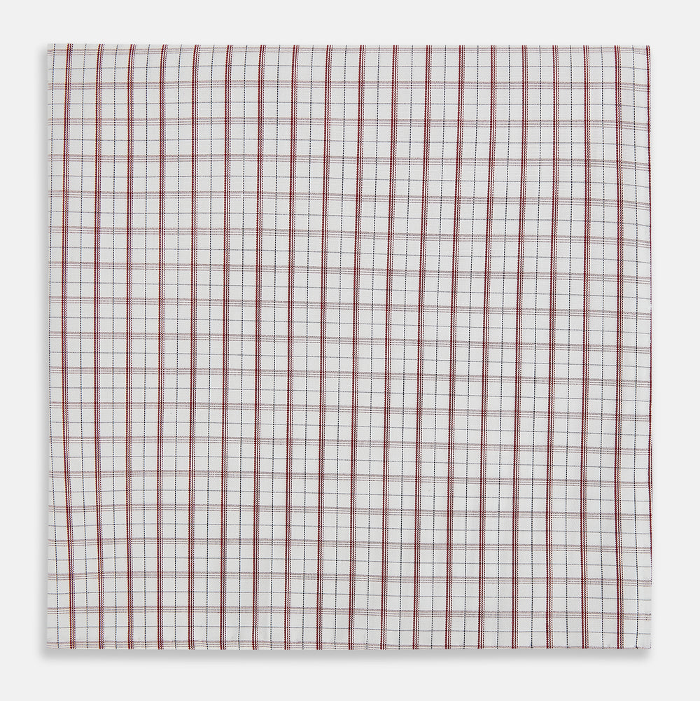 Red Tattersall Check Hand-Rolled Handkerchief