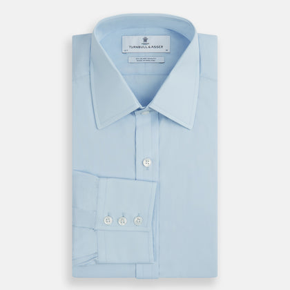Light Blue Sea Island Quality Cotton Shirt with T&A Collar and 3-Button Cuffs Image 4