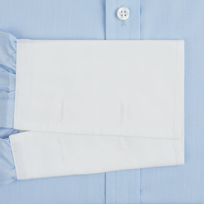 Light Blue End-on-End Shirt with Contrast T&A Collar and Double Cuffs Image 3