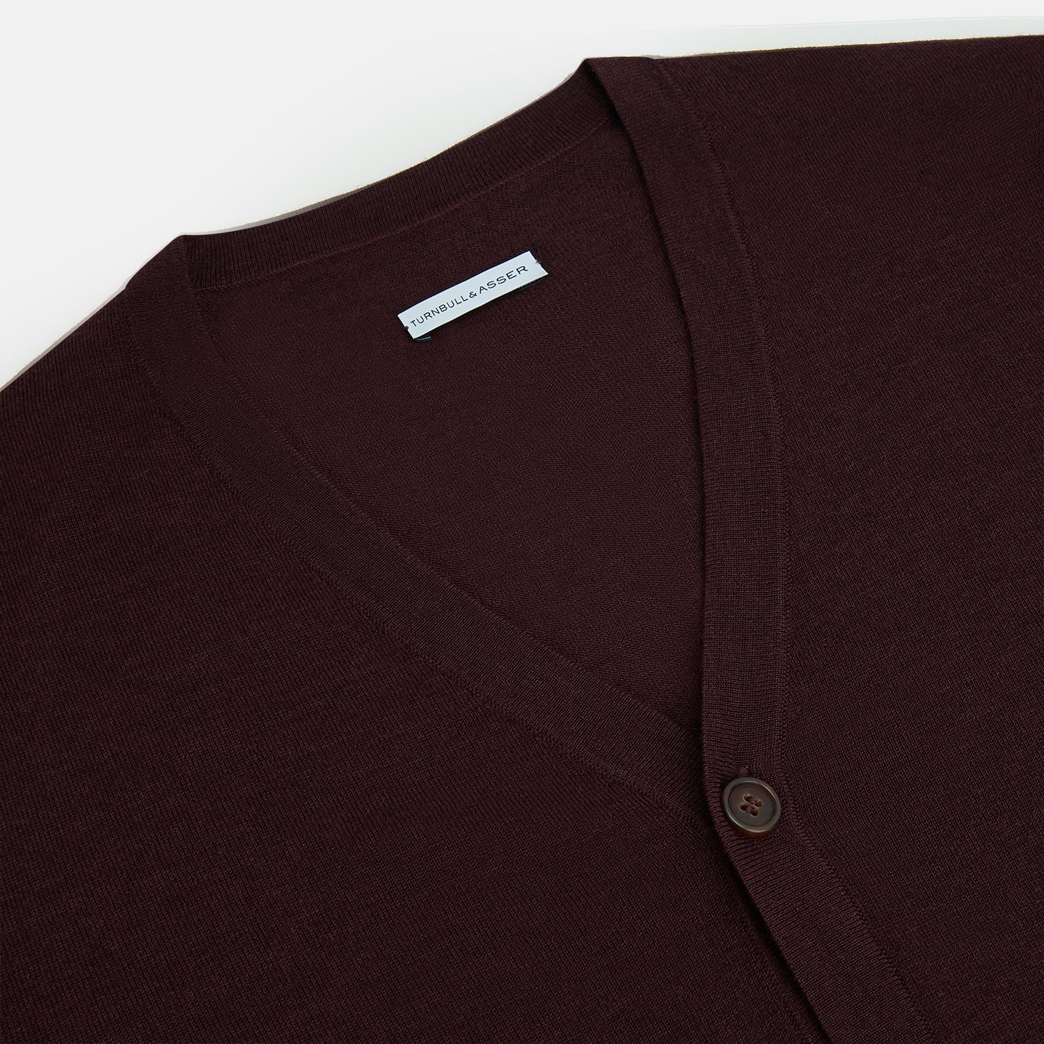 View 2 of product Burgundy Fine Merino V-Neck Cardigan