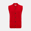 View 1 of product Red Merino V-Neck Sleeveless Cardigan