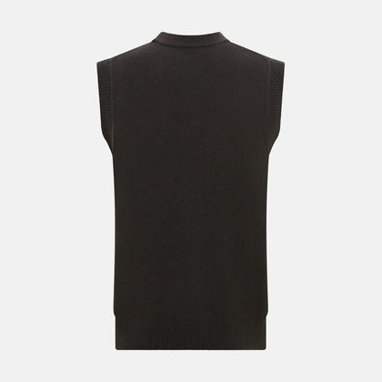 Dark Brown Cashmere Sleeveless Cardigan Image 2