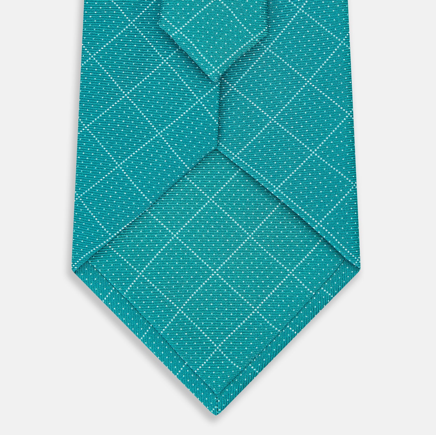View 3 of product Turquoise Dotted Check Pattern Printed Silk Tie